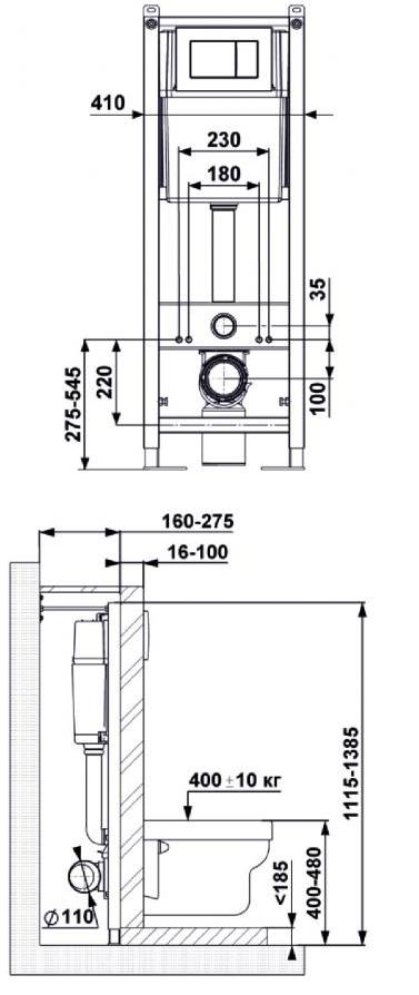 Инсталляция Berges Atom 410 кнопка белая, 040333