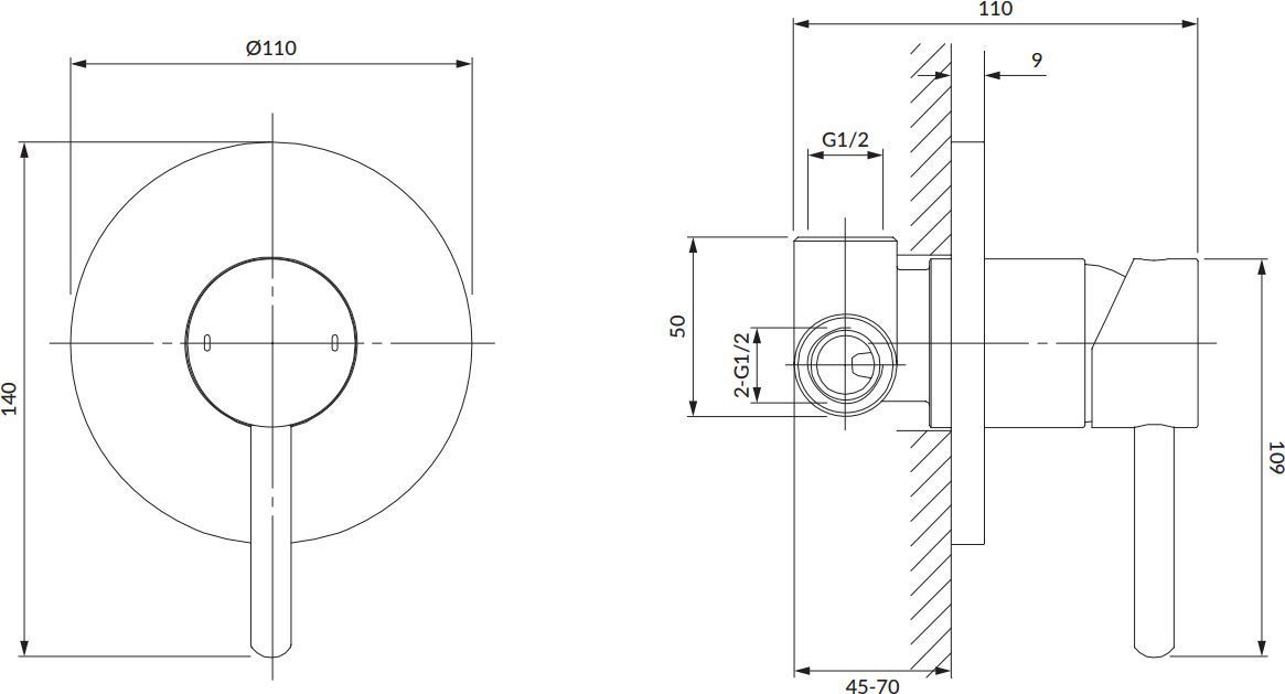 Смеситель скрытого монтажа для душа Omnires Y, Y1245NI