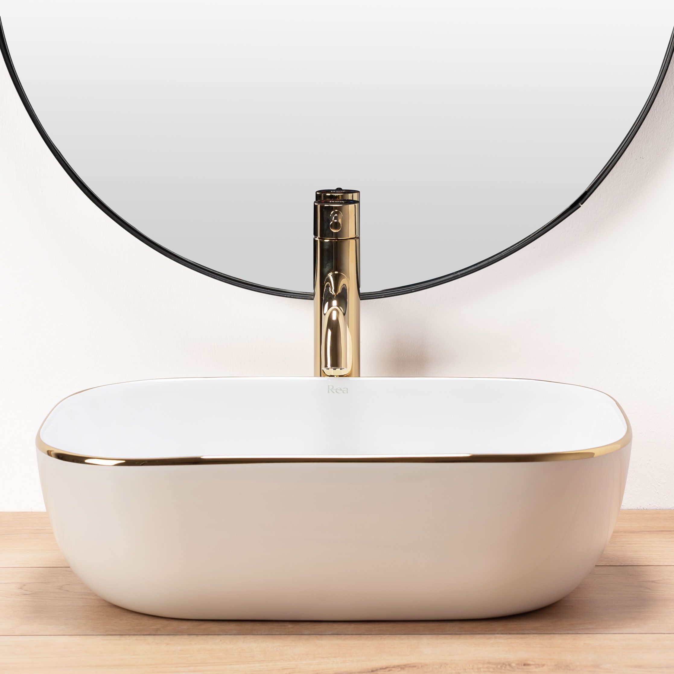 Умывальник Rea Belinda Gold Edge 46.5x33.5, REA-U8736