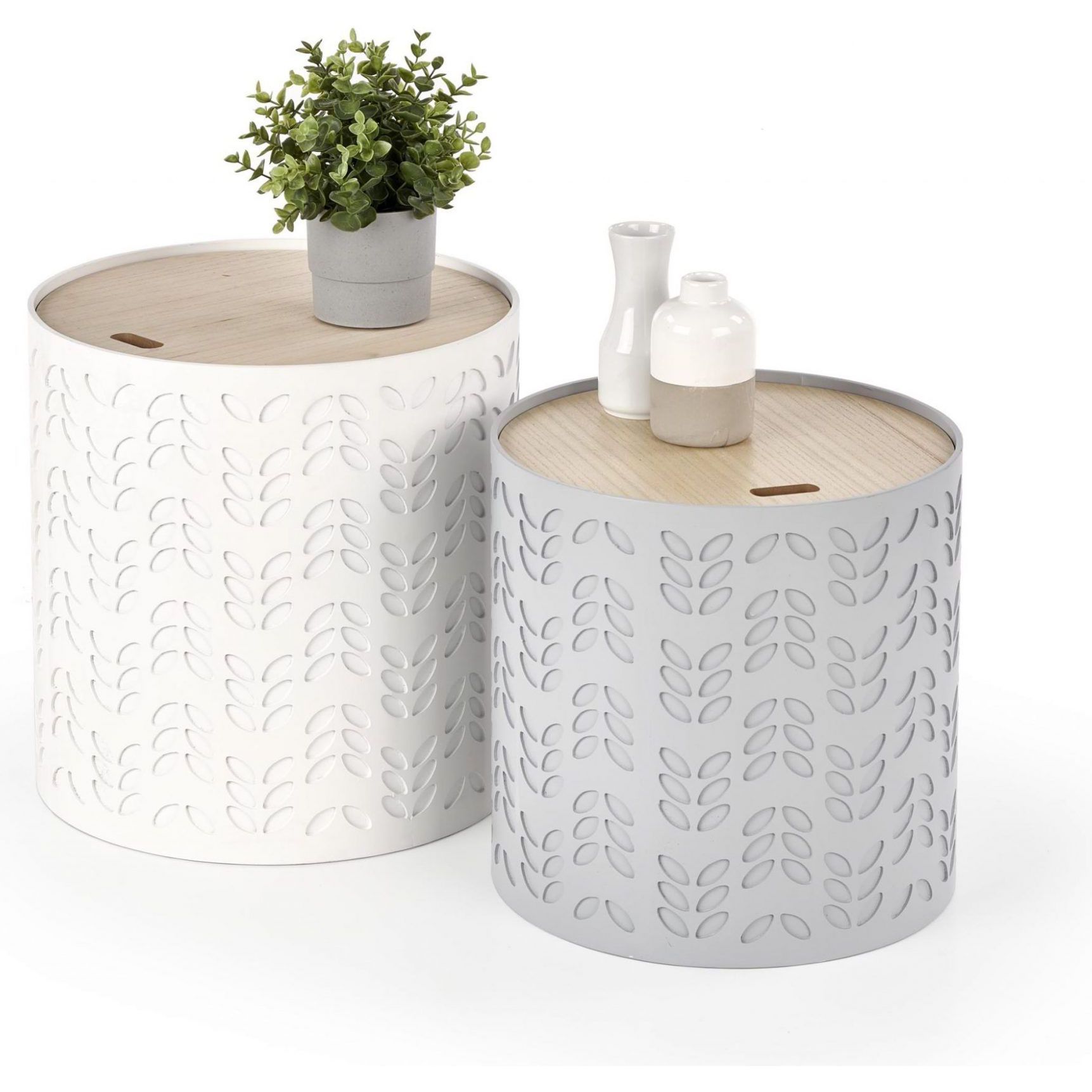 Комплект Halmar Alba (2 стола журнальных) белый матовый/серый матовый, V-CH-ALBA-LAW