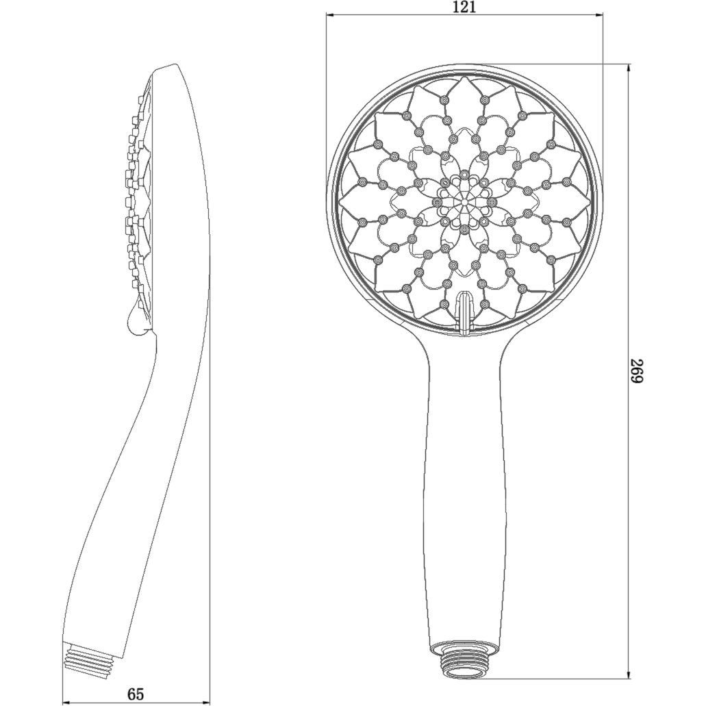 Лейка душевая круглая 3-функциональная 121х269 мм Lemark, LM8121C