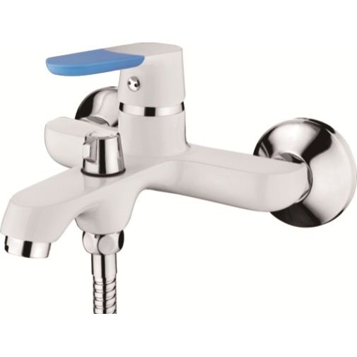 Смеситель для ванны белый/хром с цветной накладкой Ledeme L3253W