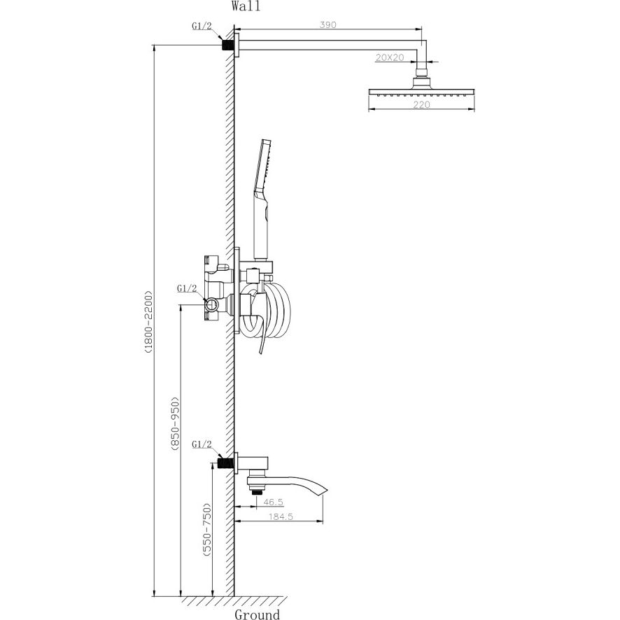 Душевая система Vivi Felice 1020 Nero Opaco