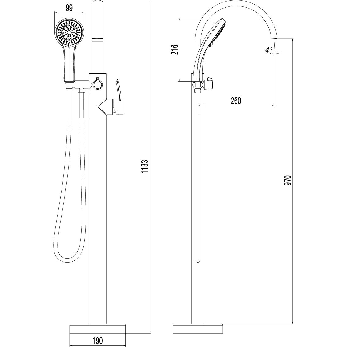 Смеситель для ванны напольный Lemark Atlantiss, LM3244C