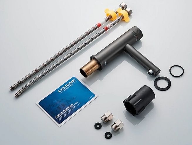 Смеситель для умывальника графит Ledeme L1076U