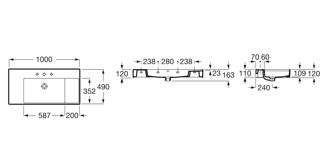 Умывальник Roca Inspira 100x49 Fineceramic®, A32752A000
