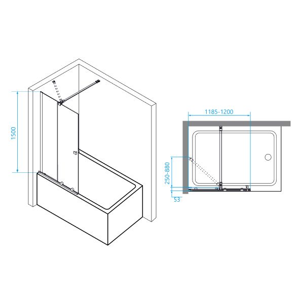 Шторка на ванну RGW SC-46-120, 06114612-11