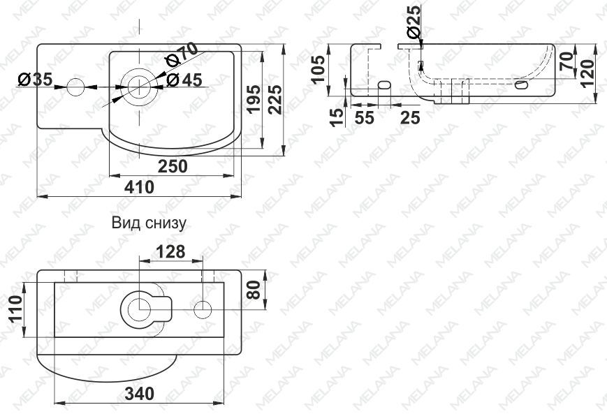 Раковина Melana 41x22.5, MLN-7947AR