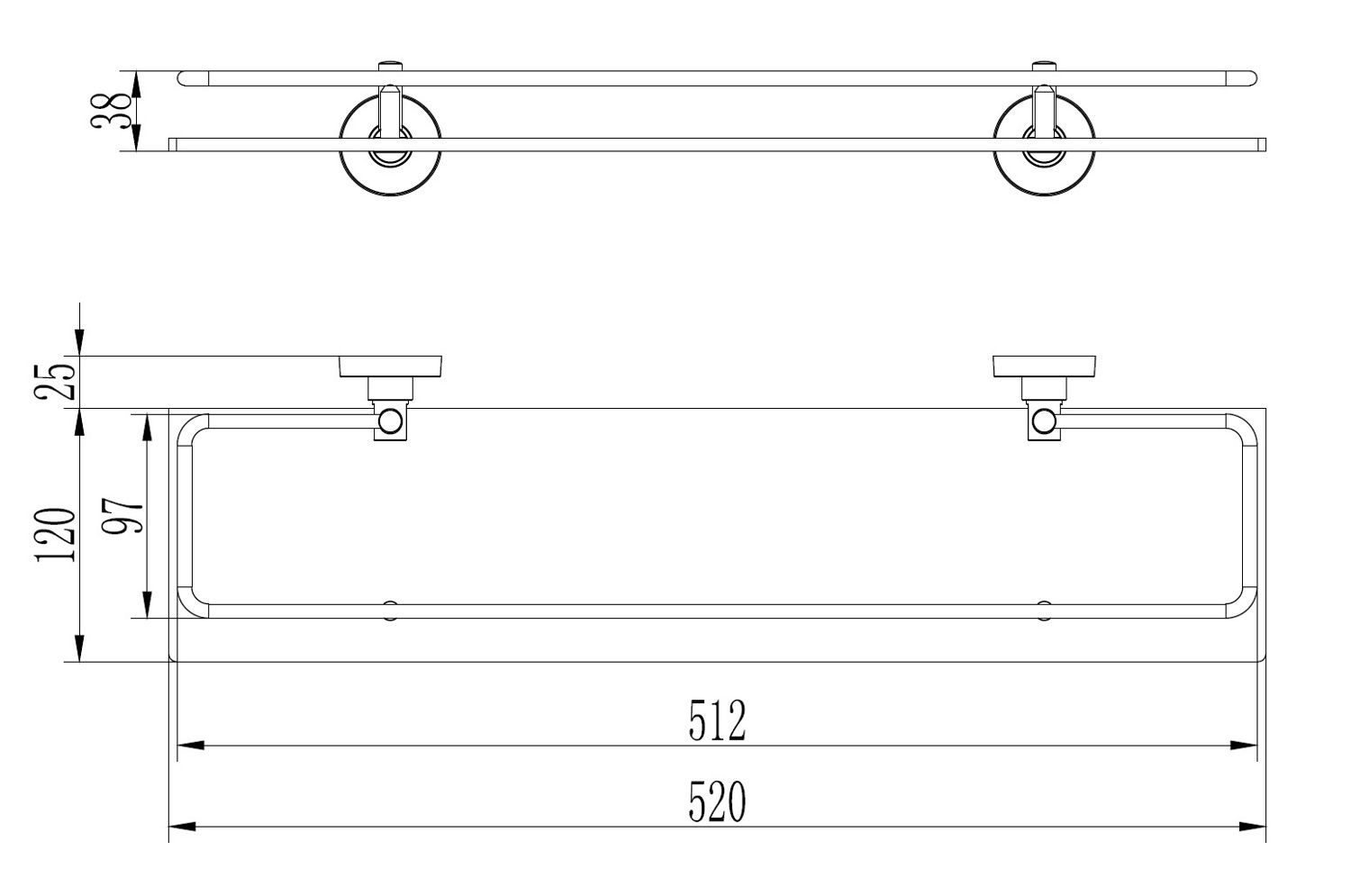 Полка одинарная стеклянная Ledeme L1707-1