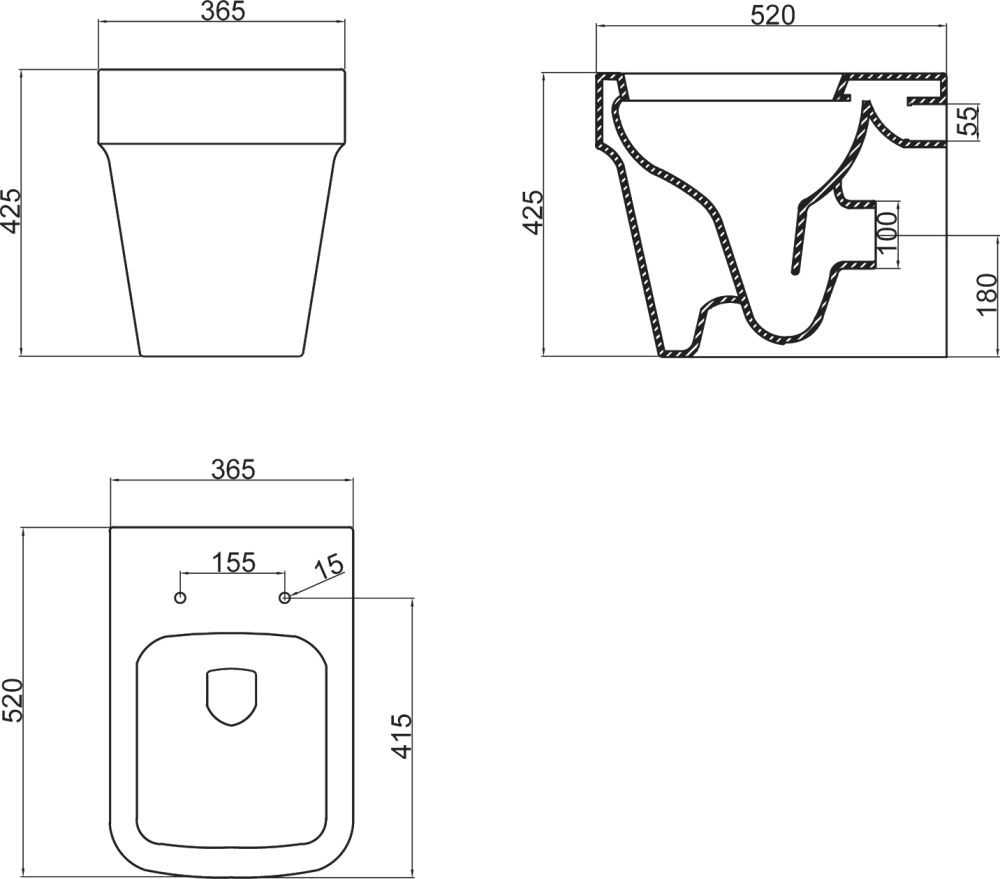 Чаша приставного унитаза Belbagno Marco, BB118CB