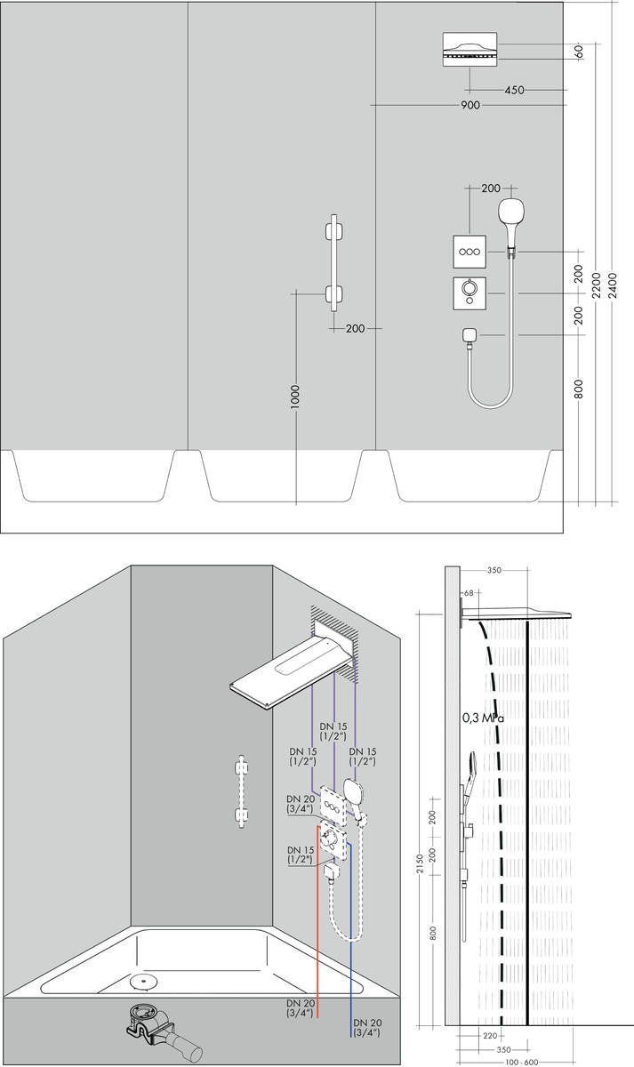 Верхний душ Hansgrohe Rainmaker Select 580 3jet EcoSmart, 24011400