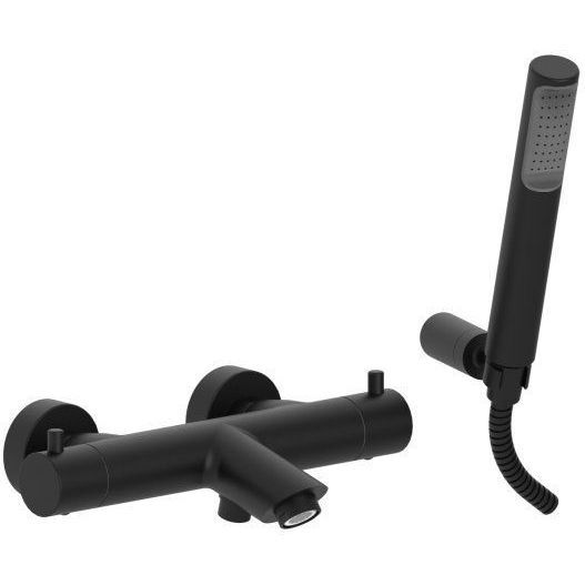 Смеситель термостат для ванны Paffoni Light черный матовый, LIQ023NO