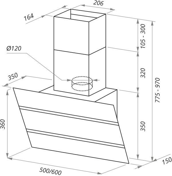 Кухонная вытяжка Maunfeld Bridge Line 50 черный/вставка сатин