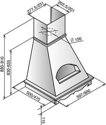 Кухонная вытяжка Elikor БЕЛЬВЕДЕР 90П-650-П3Д (бежевый/дуб неокрашенный), 942299