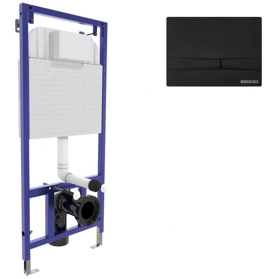 Инсталляция для скрытого монтажа унитаза Berges Novum кнопка F5 Soft Touch черная, 040255