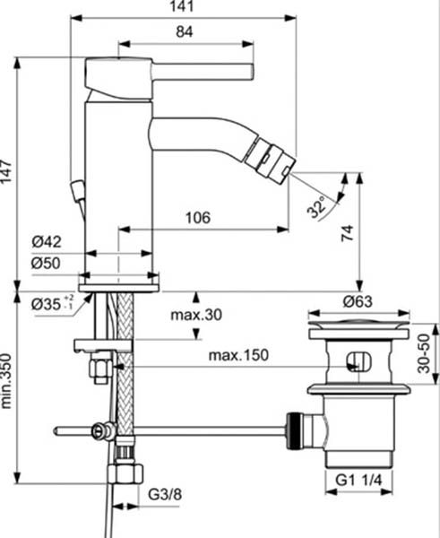 Смеситель для биде Ideal Standard Ceraline, BC197AA