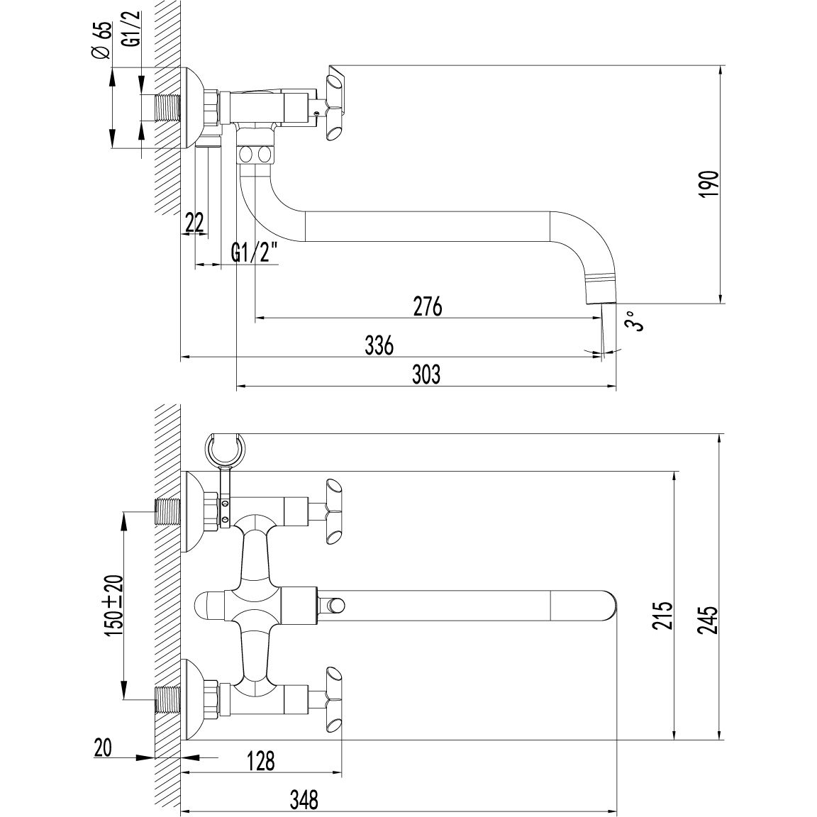 Смеситель универсальный с круглым поворотным изливом 300 мм Lemark Praktica, LM7551C