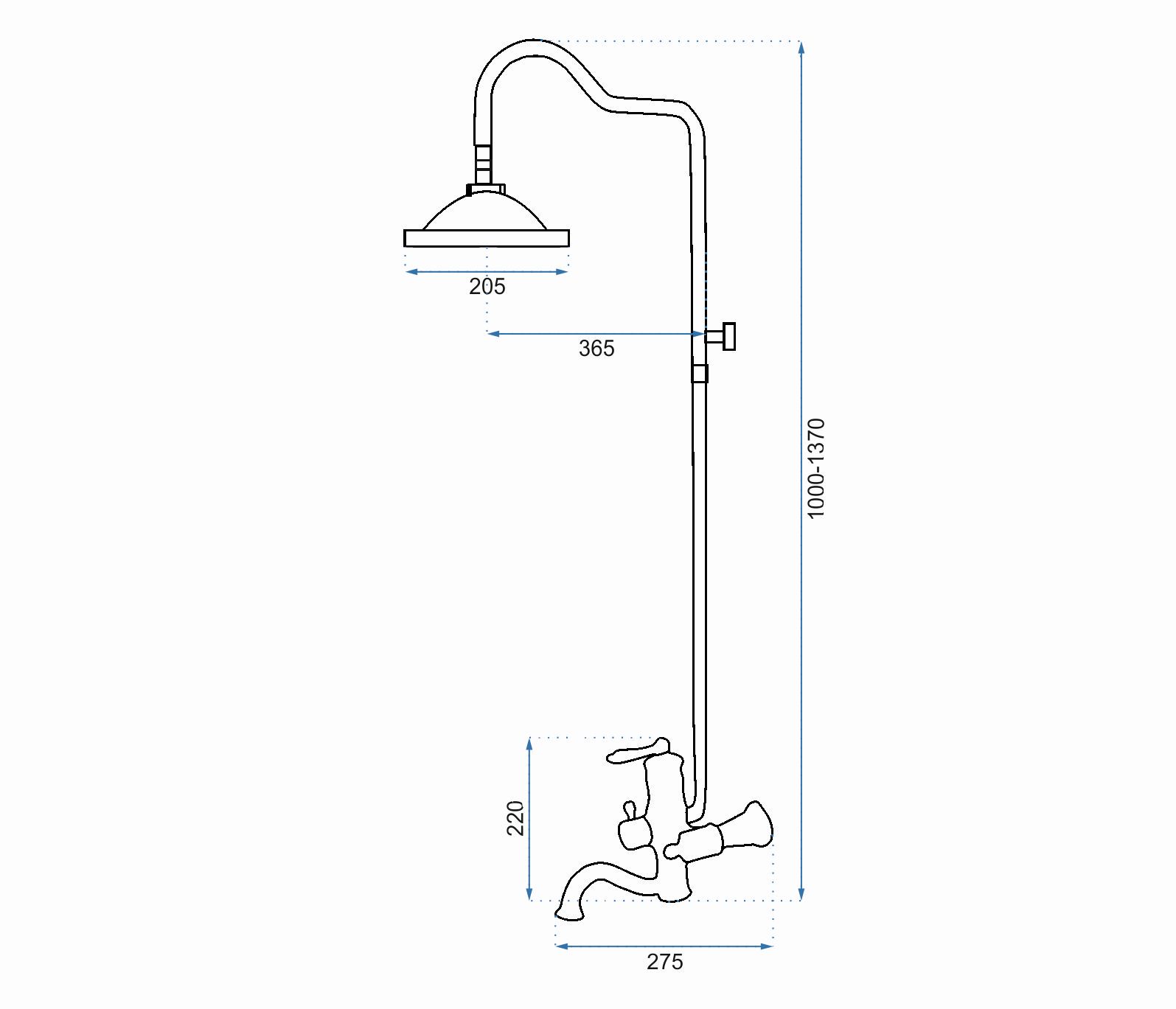 Душевая система Rea Vintage Old Black, REA-P2367