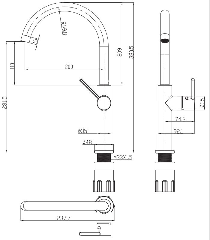 Смеситель для кухни Omnires Tula, TL6050GL