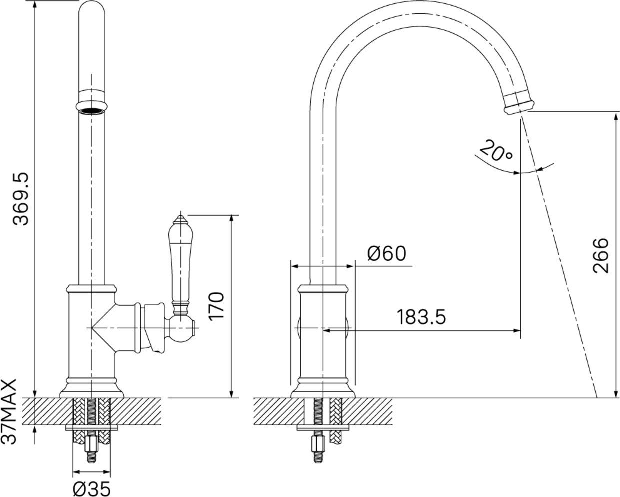 Смеситель для кухни, Iddis Oxford, OXFSBJ0i05