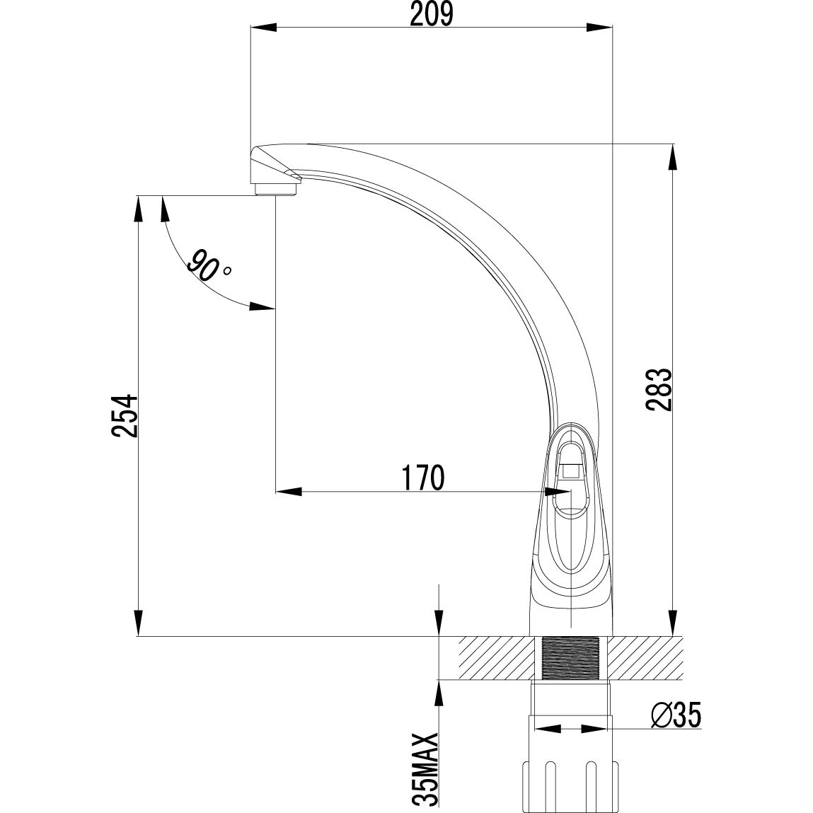 Смеситель для кухни с высоким поворотным изливом Lemark Luna, LM4155C