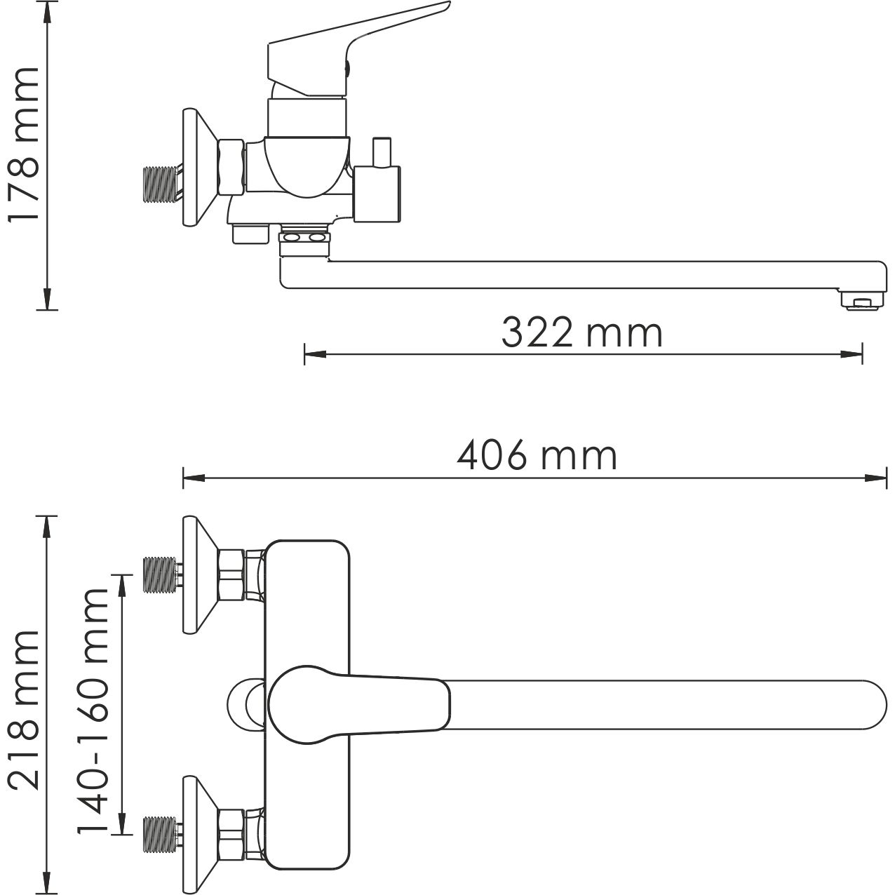 Смеситель для ванны с длинным изливом WasserKRAFT Lippe, 4502L