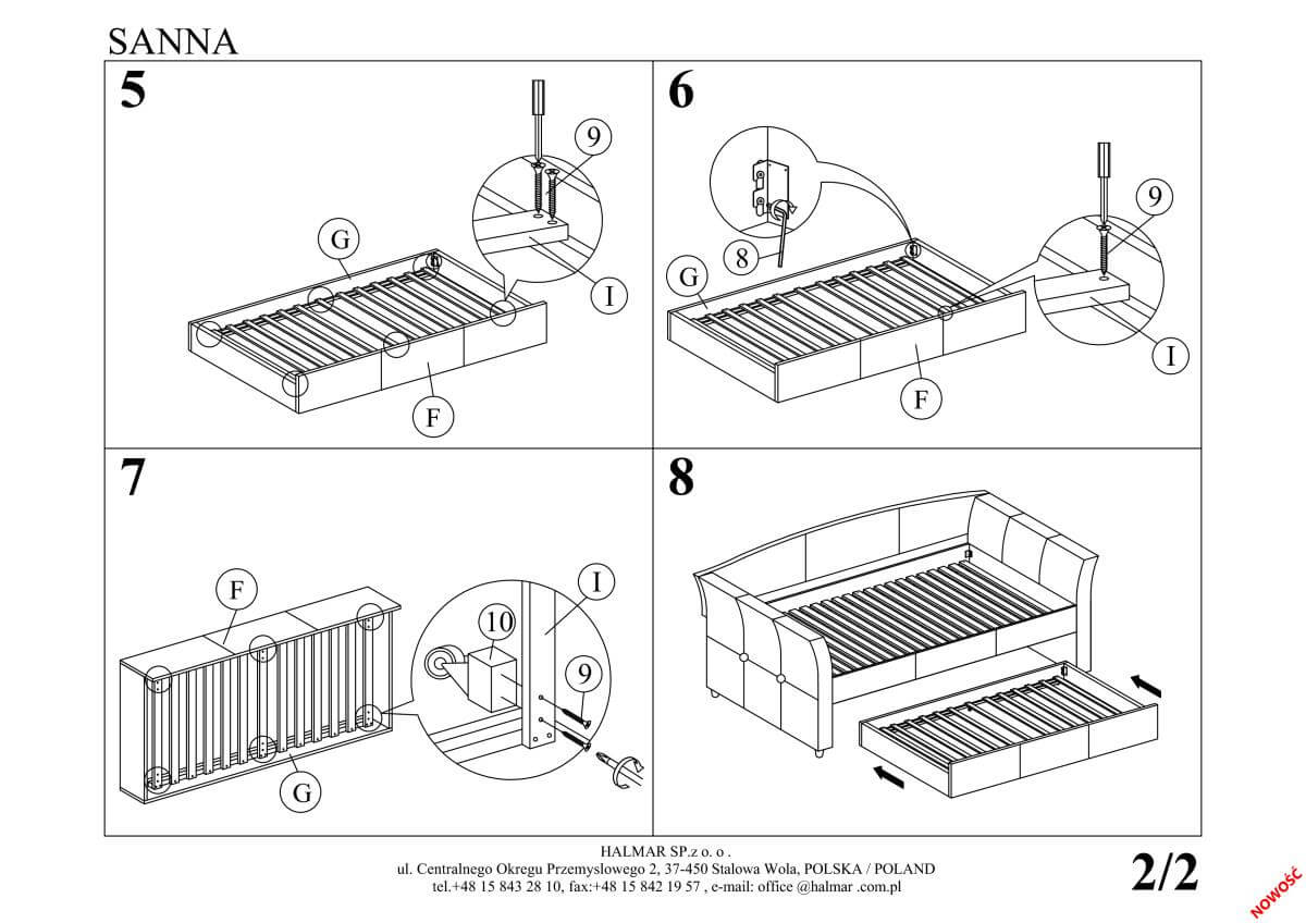 Кровать Halmar Sannaсерый 90/200, V-CH-SANNA-LOZ