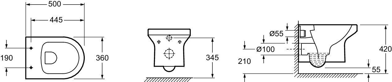 Подвесной унитаз с тонким сиденьем Jacob Delafon Elite Rimless, EDX114RU-00