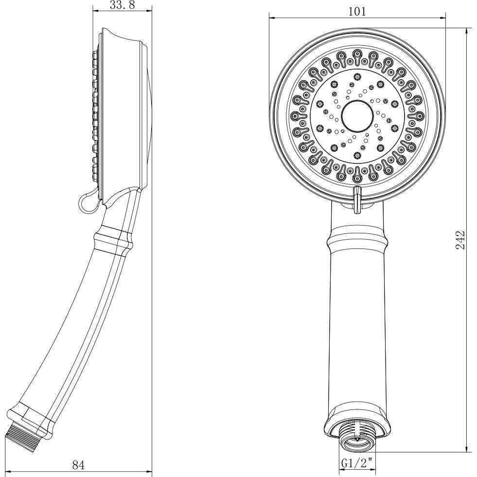 Лейка душевая круглая 3-функциональная 101х242 мм Lemark, LM8118C