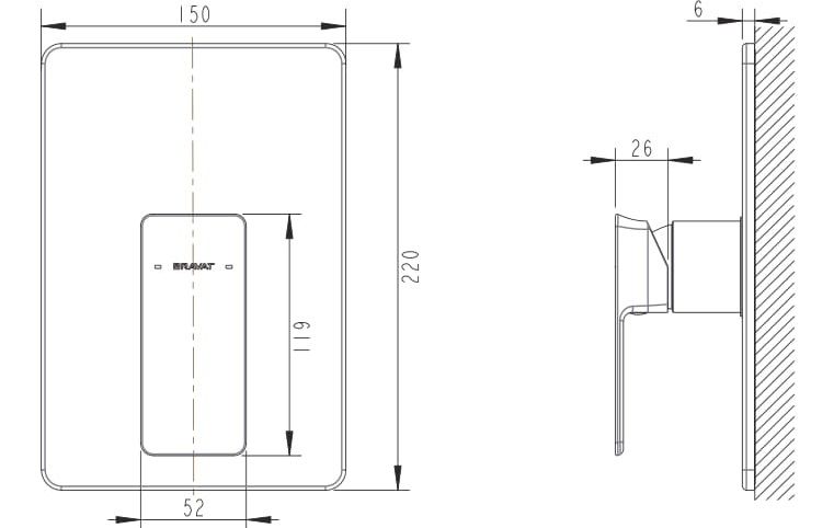 Накладка для смесителя скрытого монтажа Bravat Philis (1 функция) PB856101CP