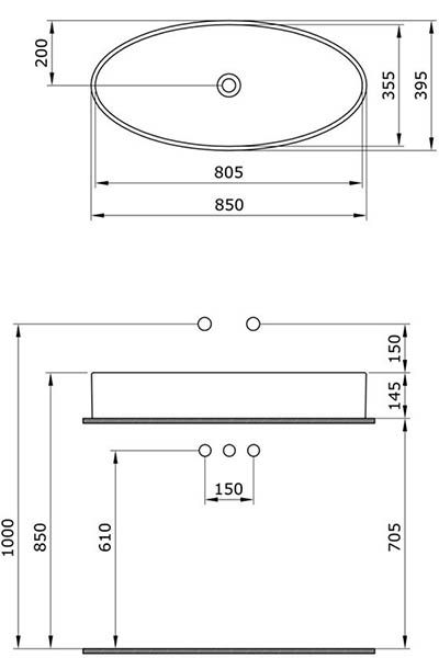 Умывальник-чаша Bocchi Vessel 85x40, 1014-001-0125