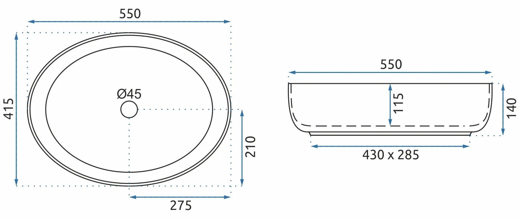 Умывальник Rea Queen 55x41.5, REA-U1223