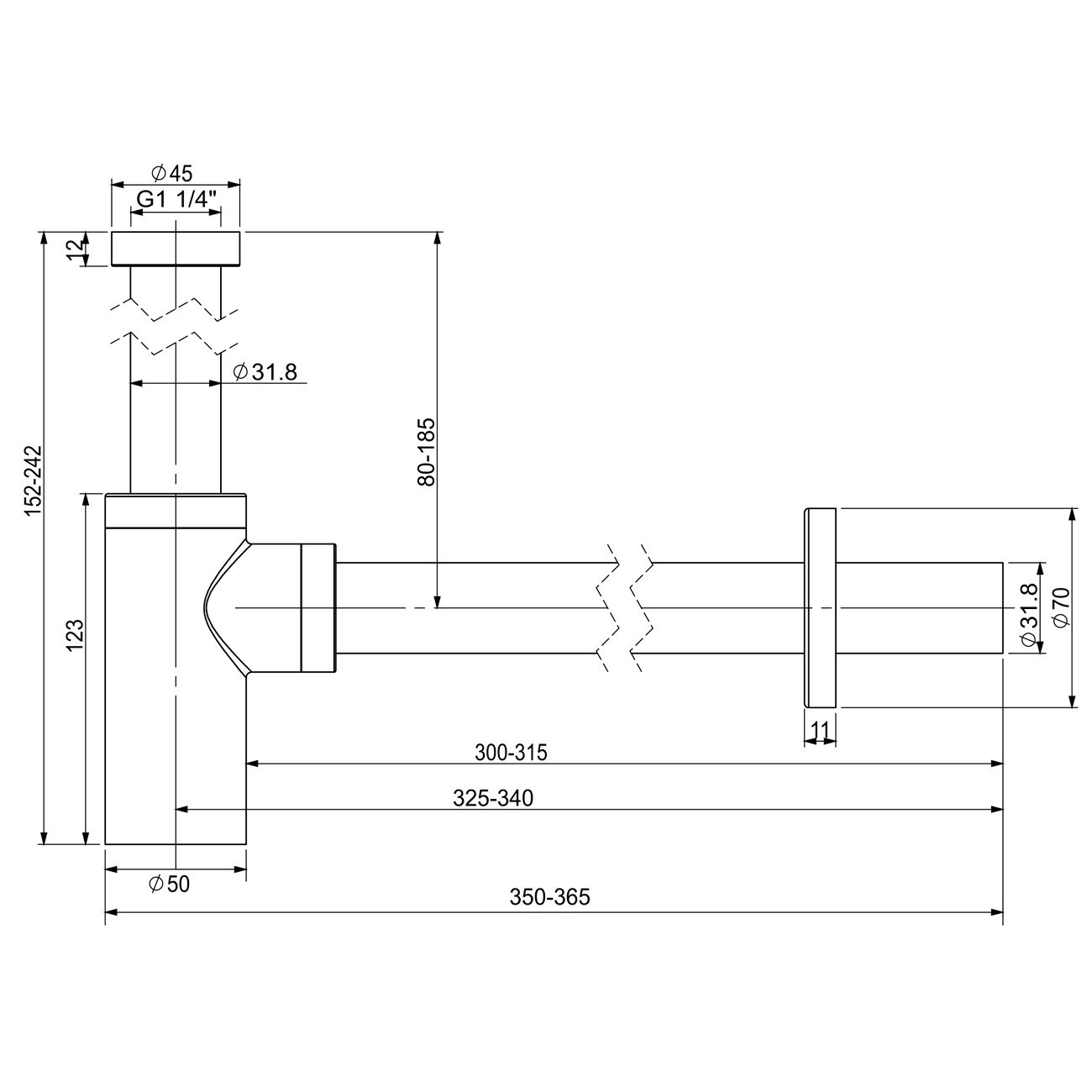 Сифон для раковины Wellsee Drainage System, 182104000