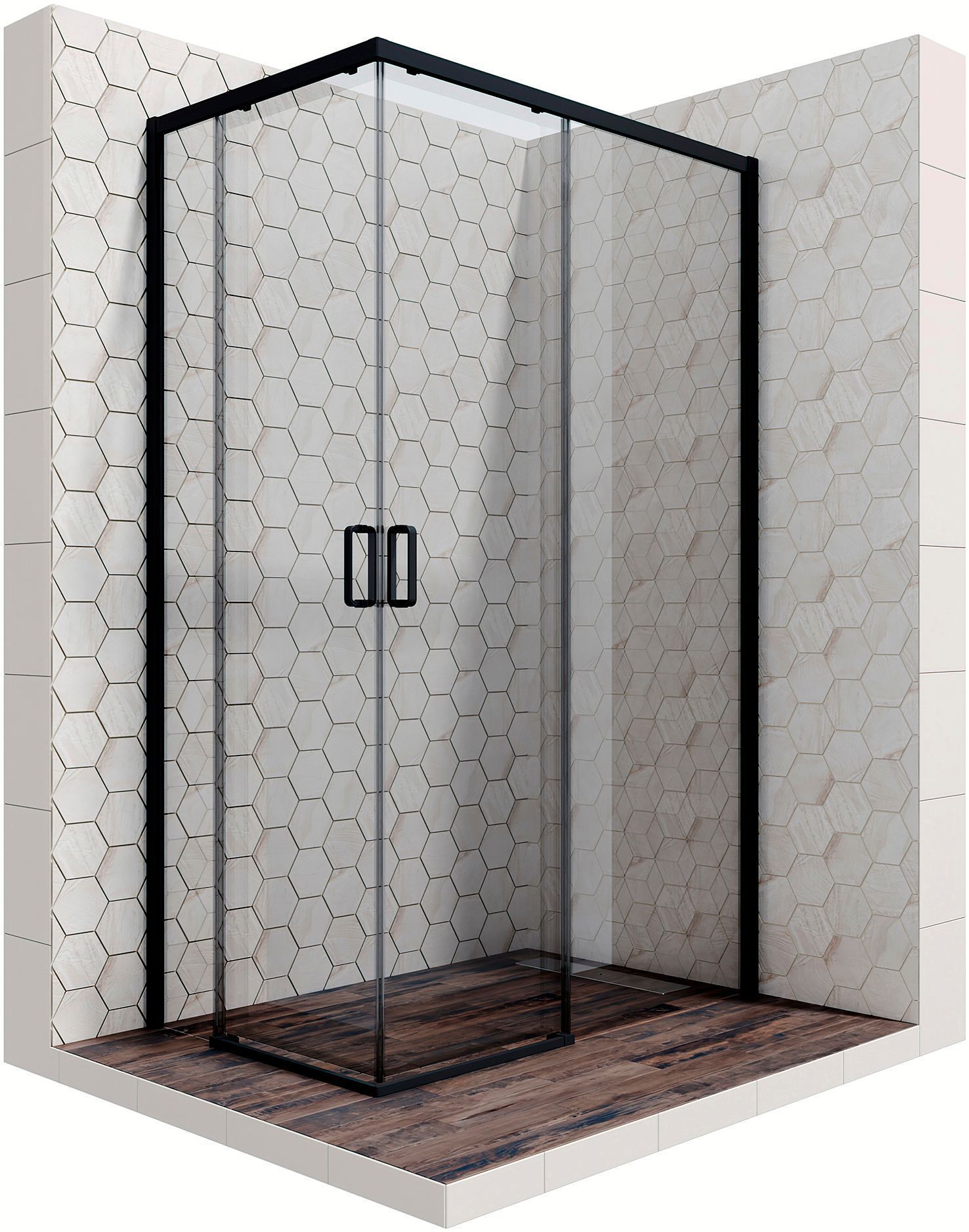 Прямоугольное душевое ограждение Ambassadro Queen Black 11011205R