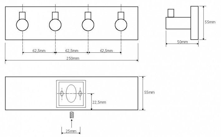 Планка с 4-мя крючками Bemeta Beta, 132405212