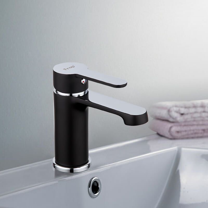 Смеситель для раковины черный/хром Frap F1042