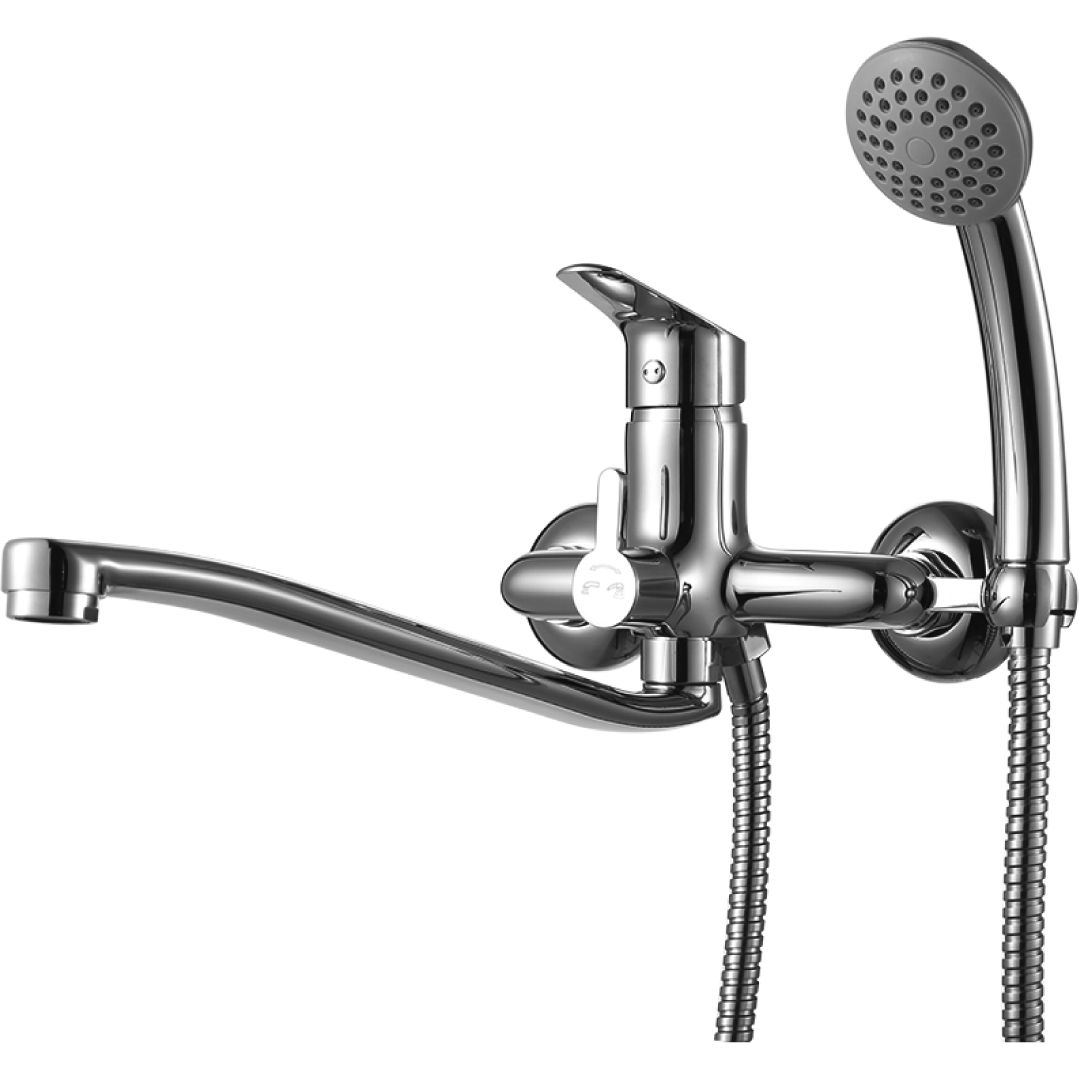 Смеситель универсальный одноручный с изогнутым изливом 300 мм Lemark Partner, LM6553C