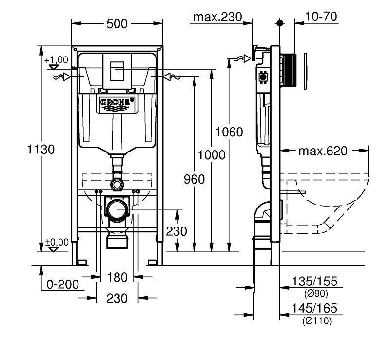 Система инсталляции для подвесных унитазов Grohe Rapid SL 3 в 1 Skate Cosmopolitan, 38772001