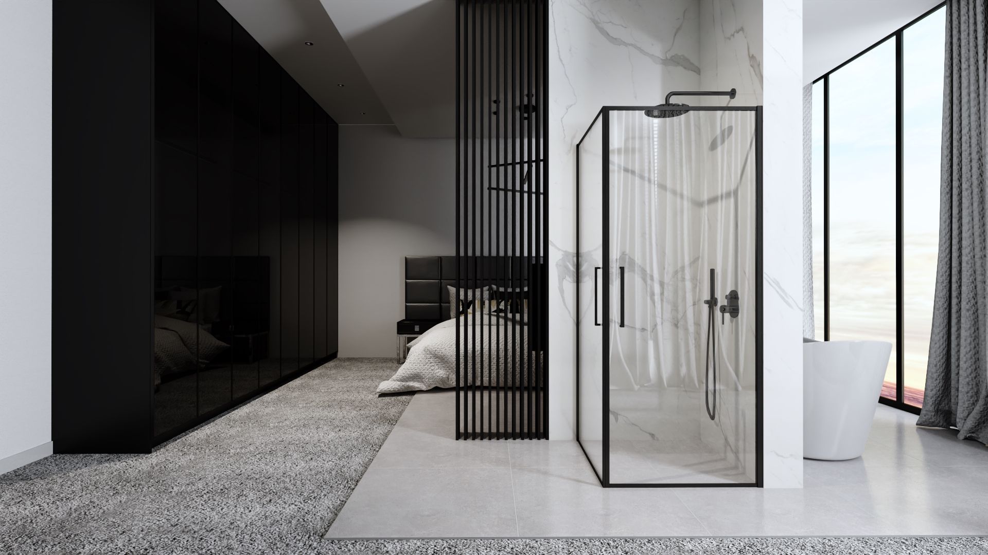 Душевой уголок Rea Abra Black Mat 90x90, REA-K5502