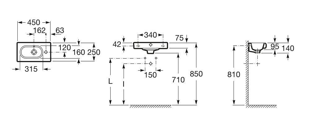 Умывальник-мини Roca N-Meridian 45x25, A327248000