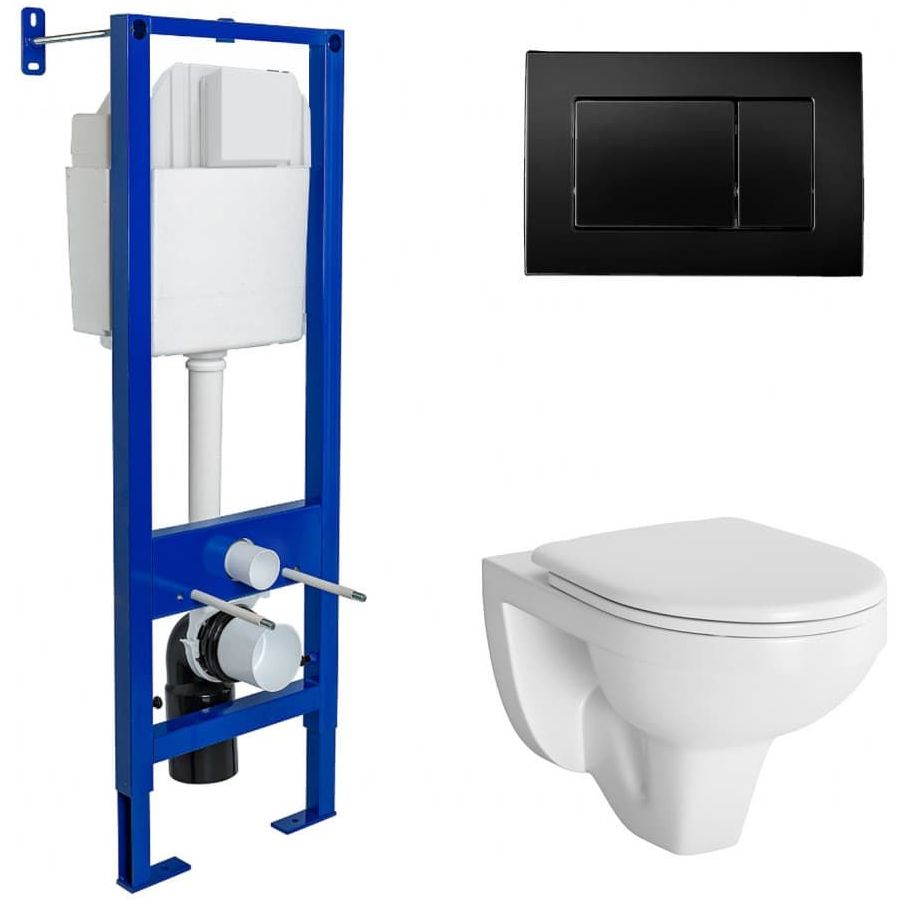 Комплект Berges Atom, кнопка Soft Touch черная, унитаз Gamma, сиденье Gamma, 042431