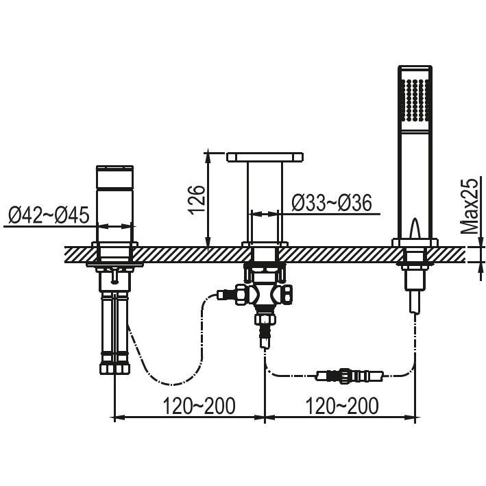 Смеситель встраиваемый на борт ванны Ahti Naantali (каскадный), NT401001