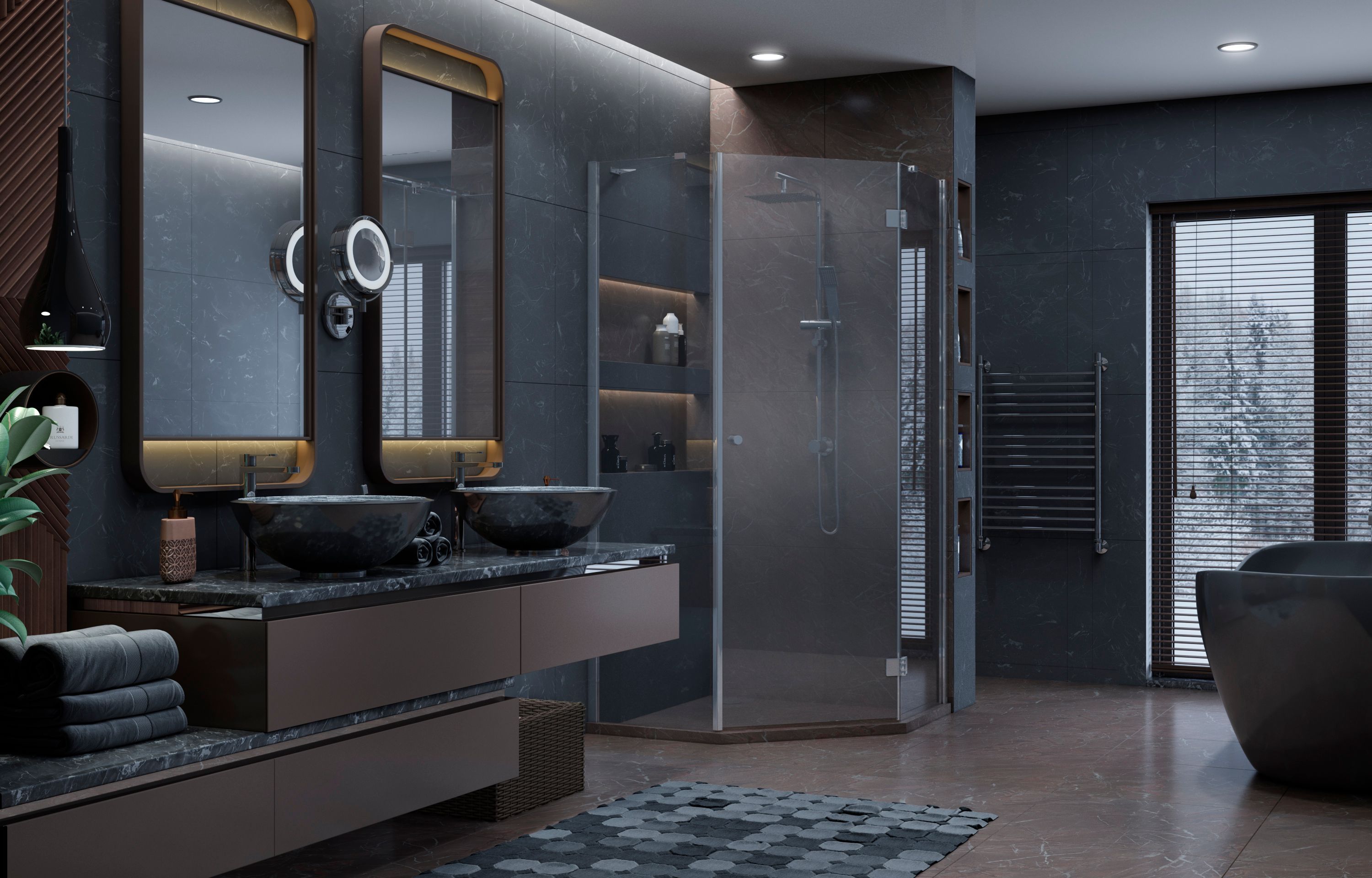 Пятиугольное душевое ограждение с распашной дверью Ambassador Diamond 12011112R