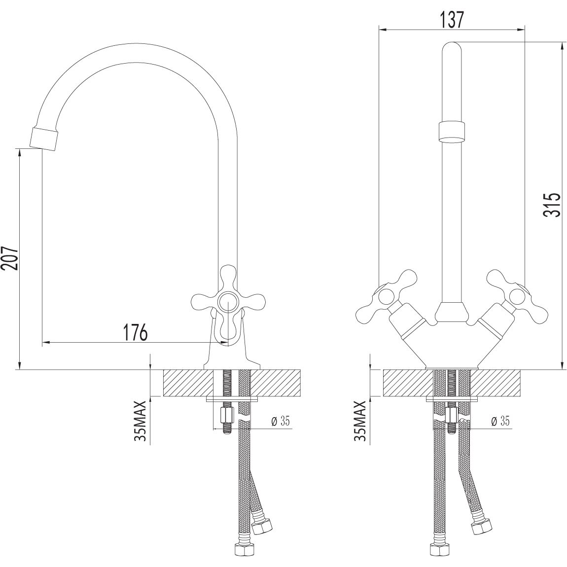 Смеситель для кухни с поворотным изливом 31.5 мм Lemark Standard, LM2105C
