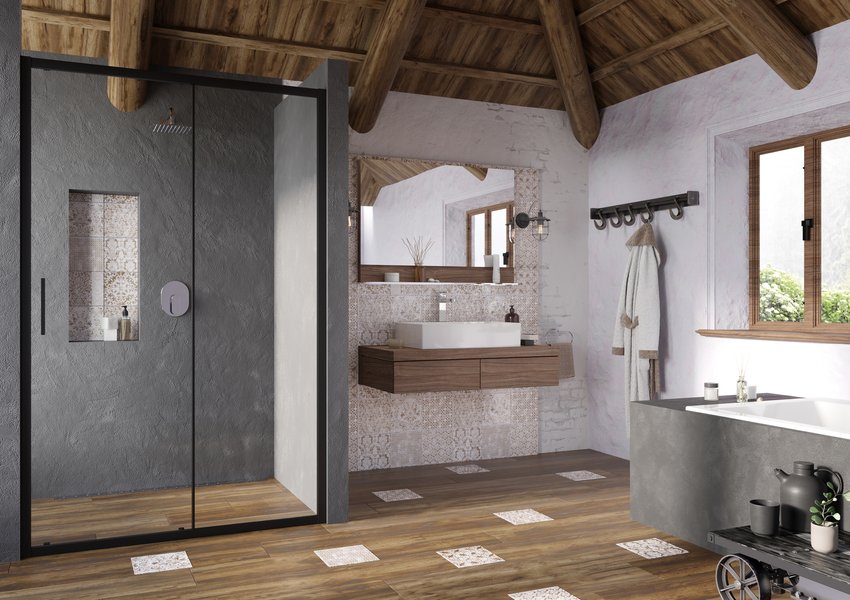 Душевая дверь Ravak Blix Slim BLSDP2-120 черный+Транспарент