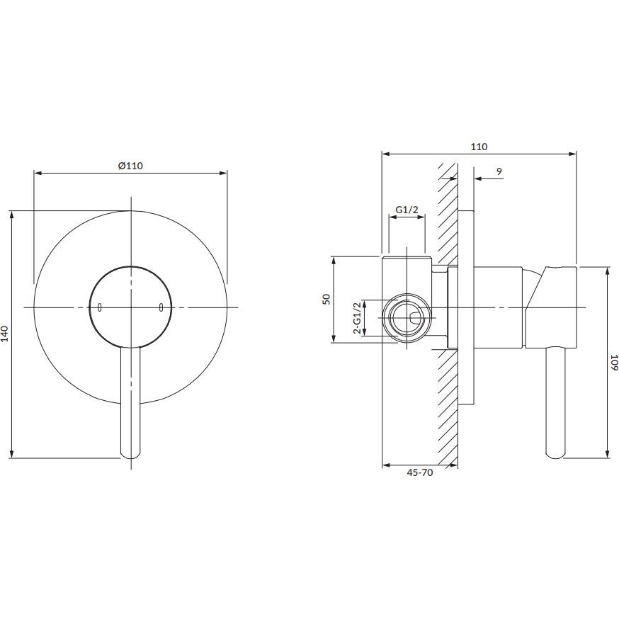 Смеситель скрытого монтажа для душа Omnires Y, Y1245GLB