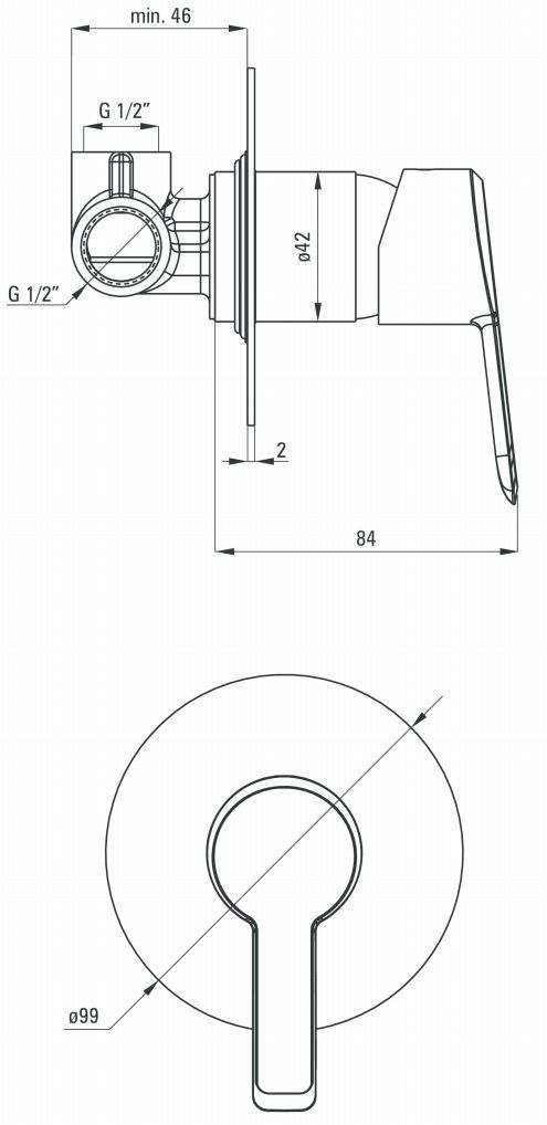 Смеситель скрытого монтажа 1 функция Deante Arnika Nero, BQA_N44L