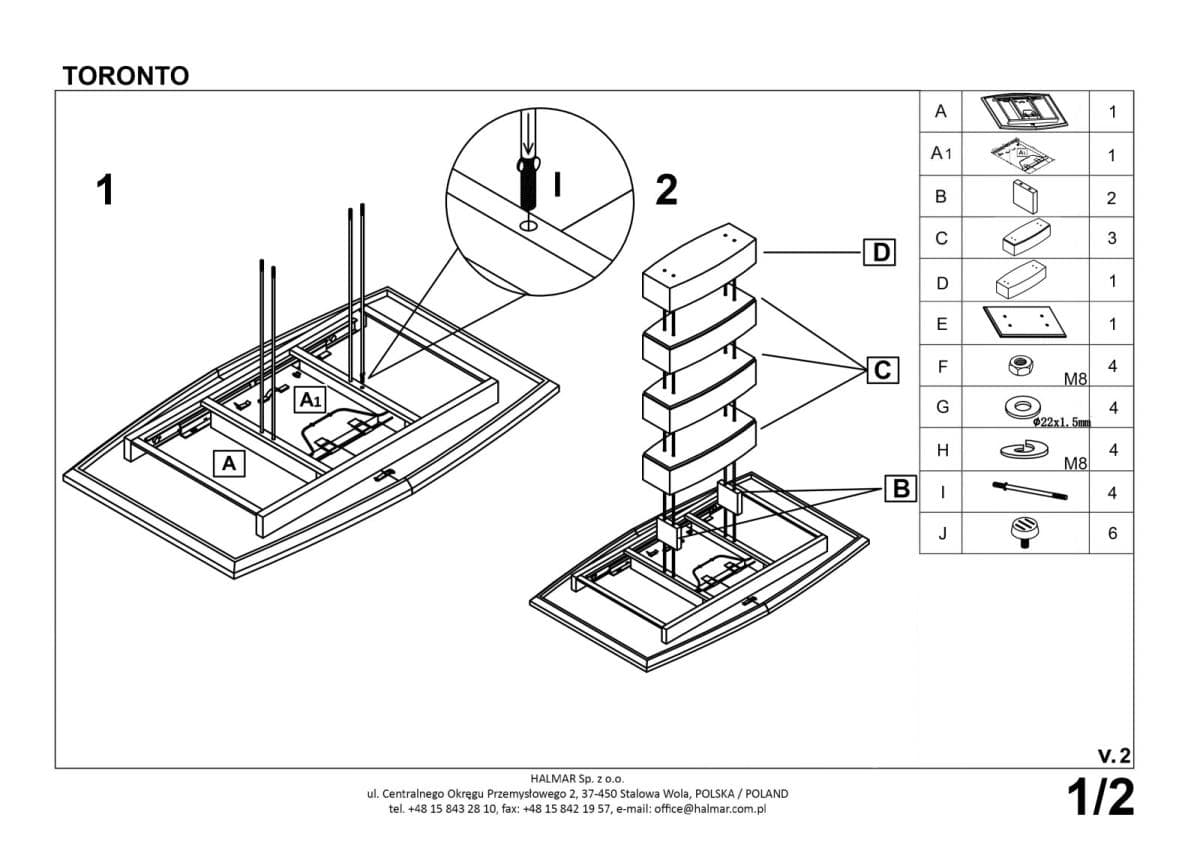 Стол обеденный Halmar Toronto раскладной белый/золотой дуб, V-CH-TORONTO-ST