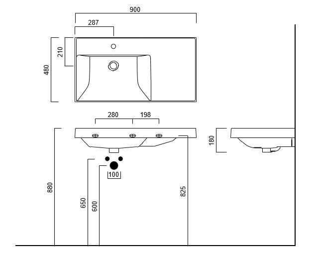 Раковина Kerama Marazzi Cubo 90 левая, CU.wb.90Lh