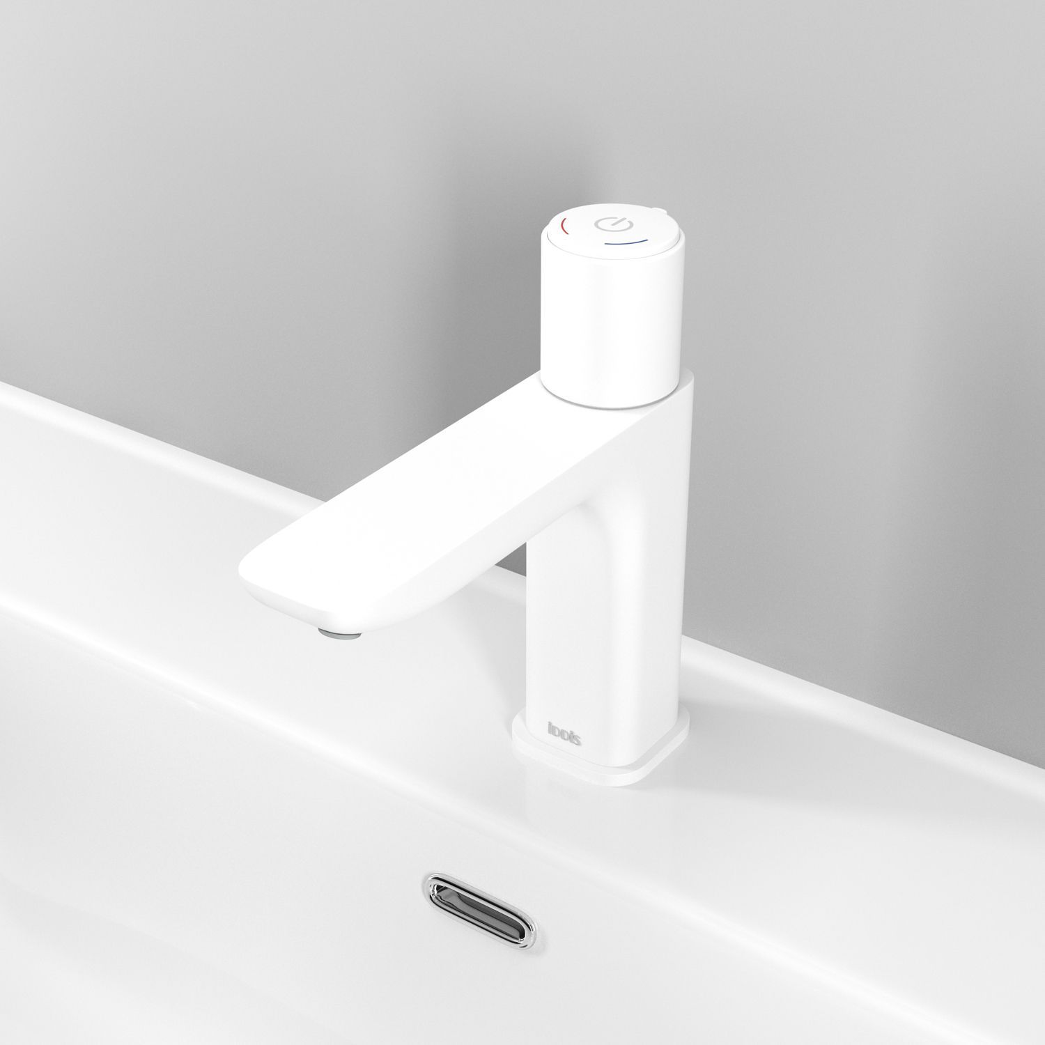 Смеситель для умывальника с управлением Push Control, белый матовый, Iddis Slide, SLIWTBTi01